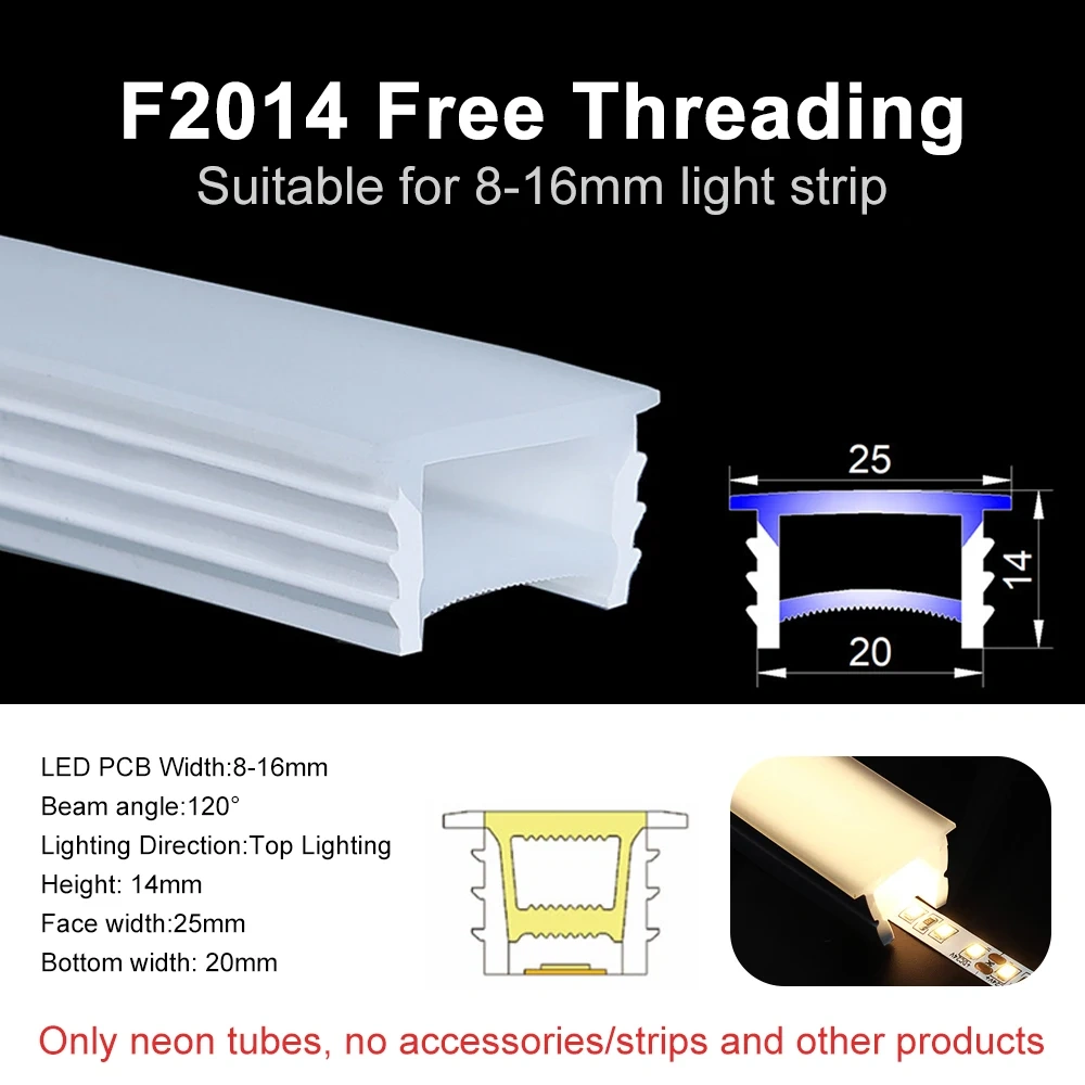 LED Neon Sign Silica Gel Covering Tube  Recessed Removeable Flexible Waterproof Silicone For WS2811 WS2812B COB Light Strip 10M