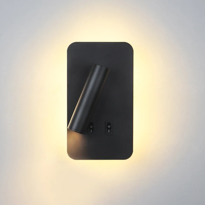 Rotatable LED reading wall light for bedroom interiors