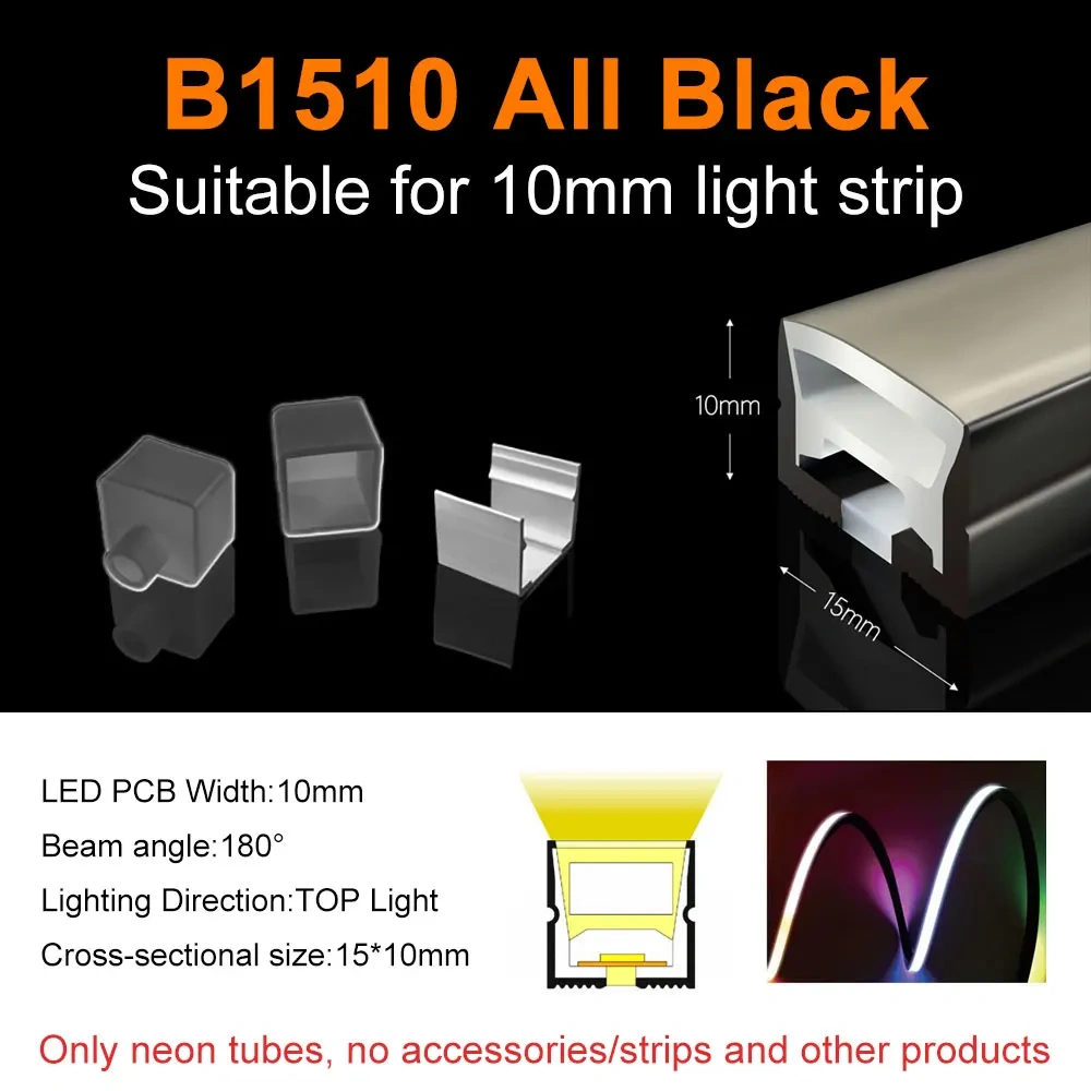 1M-5M WS2812B WS2811 SK6812 Silica Gel Tube Black Led Neon Soft Rope Tube IP67 Waterproof For 5050 RGB Flexible Strip Light