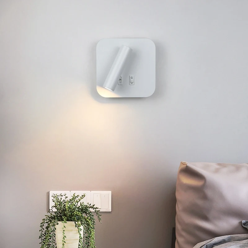 LED creative wall lamp, modern bedside reading wall lamp, new type of rotatable and adjustable lamp with switch for home decorat
