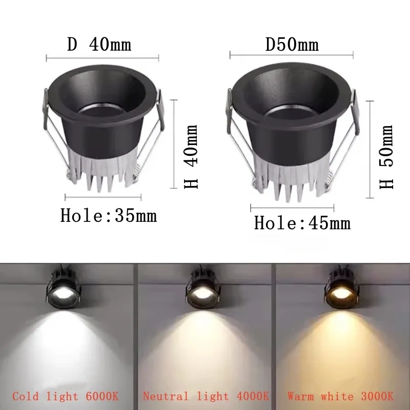 85-260V Mini LED Spot light Anti-glare Ceiling light COB Recessed downlight bedroom kitchen wine cabinet Showcase Display Light