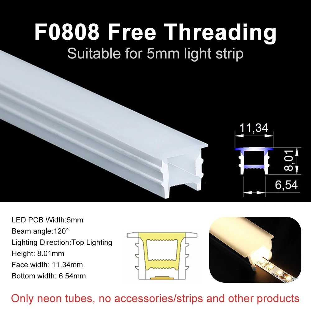 LED Neon Sign Silica Gel Covering Tube  Recessed Removeable Flexible Waterproof Silicone For WS2811 WS2812B COB Light Strip 10M