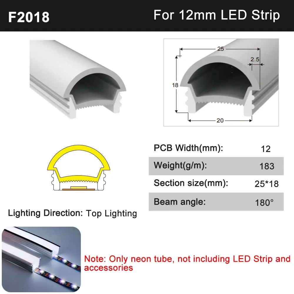 0.5m-5m LED Neon Silica Rope Tube Recessed Covering Soft Flexible Removeable IP67 Waterproof Silicone for WS2812 Strip Light