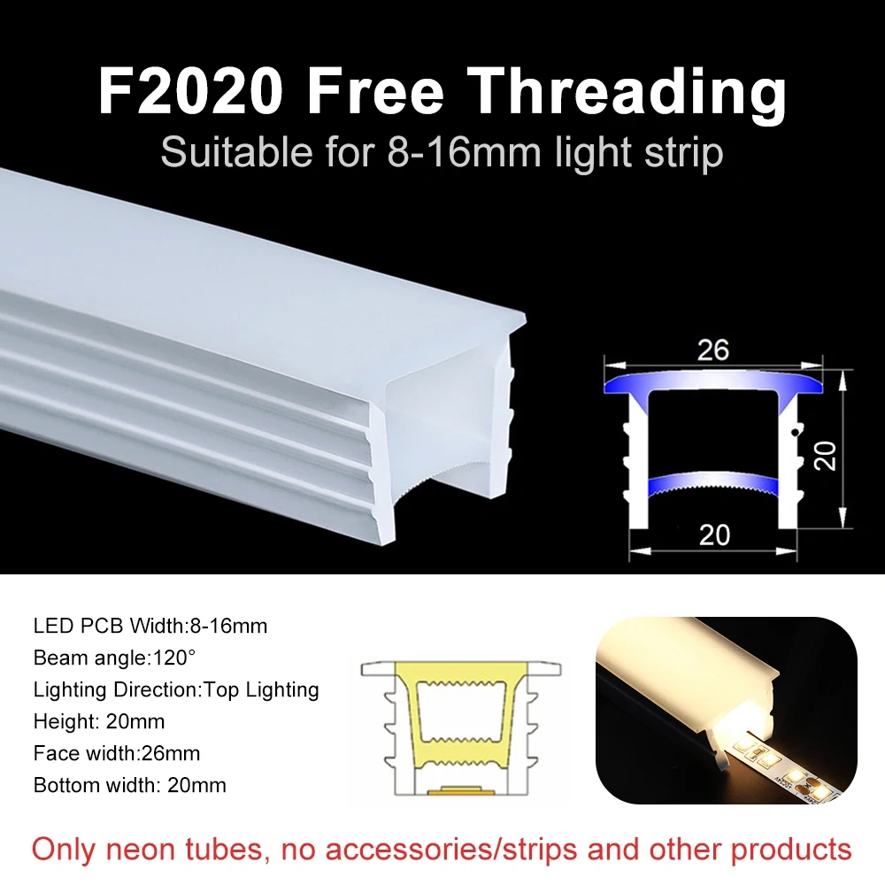 LED Neon Sign Silica Gel Covering Tube  Recessed Removeable Flexible Waterproof Silicone For WS2811 WS2812B COB Light Strip 10M