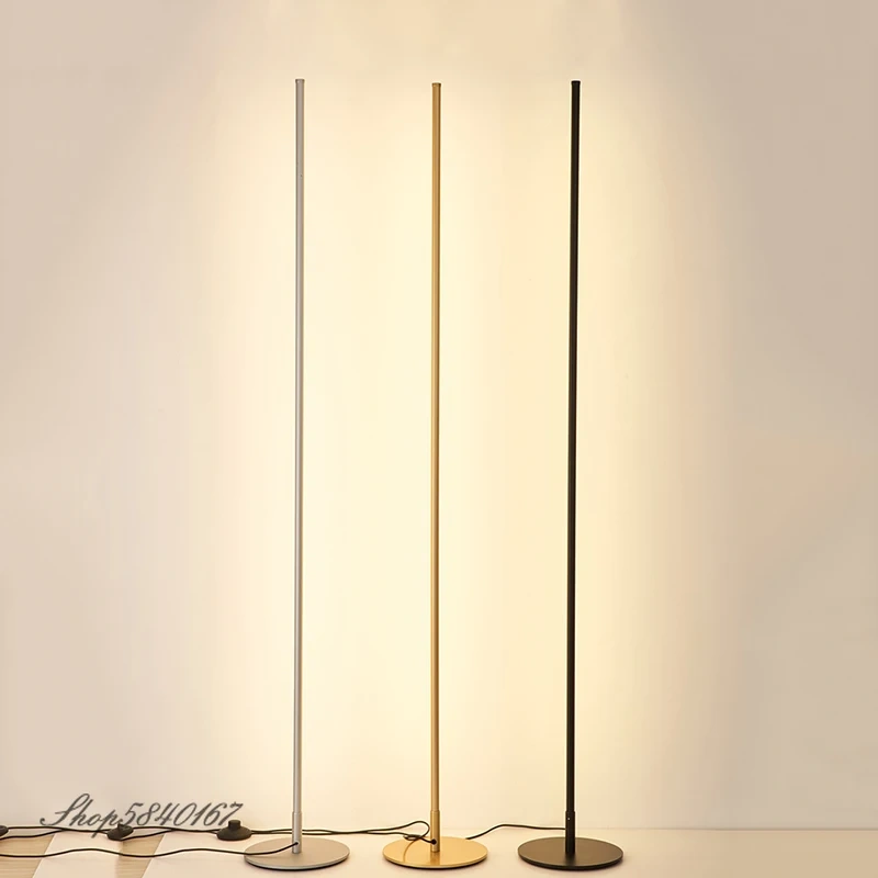 LED floor lamp Nordic minimalism living room bedroom creative bracket lamp black gold floor atmosphere lamp indoor lighting