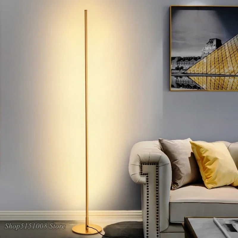 LED floor lamp Nordic minimalism living room bedroom creative bracket lamp black gold floor atmosphere lamp indoor lighting