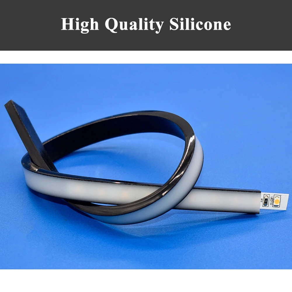T0511 T0513 T0515 Black Matte LED Silicone Tube Led Diffuser Flexible Protection Cover for 8mm 10mm 12mm WS2811 WS2812 LED Strip