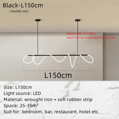 Modern Minimalist Living Room Pendant Lamp Nordic Creative Restaurant Bedroom Study Designer Circular Musical Note Linear Light