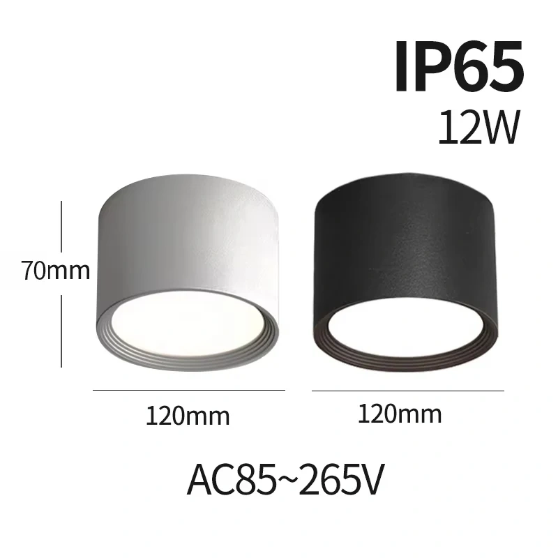 IP65 downlight waterproof LED ceiling light AC85v-265v outdoor spotlights for recessed 12W High brightness lighting