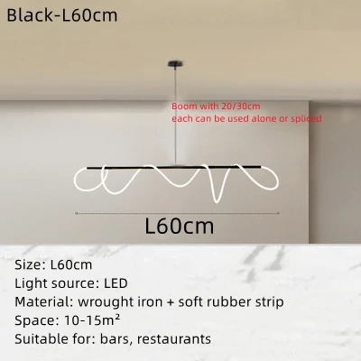 Modern Minimalist Living Room Pendant Lamp Nordic Creative Restaurant Bedroom Study Designer Circular Musical Note Linear Light