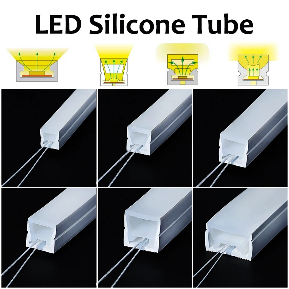 1m-10m LED Silicone Neon Tube Flexible Soft Silica Gel Sign IP67 Waterproof For WS2811 WS2812 SK6812 5050 Addressable RGB Strip
