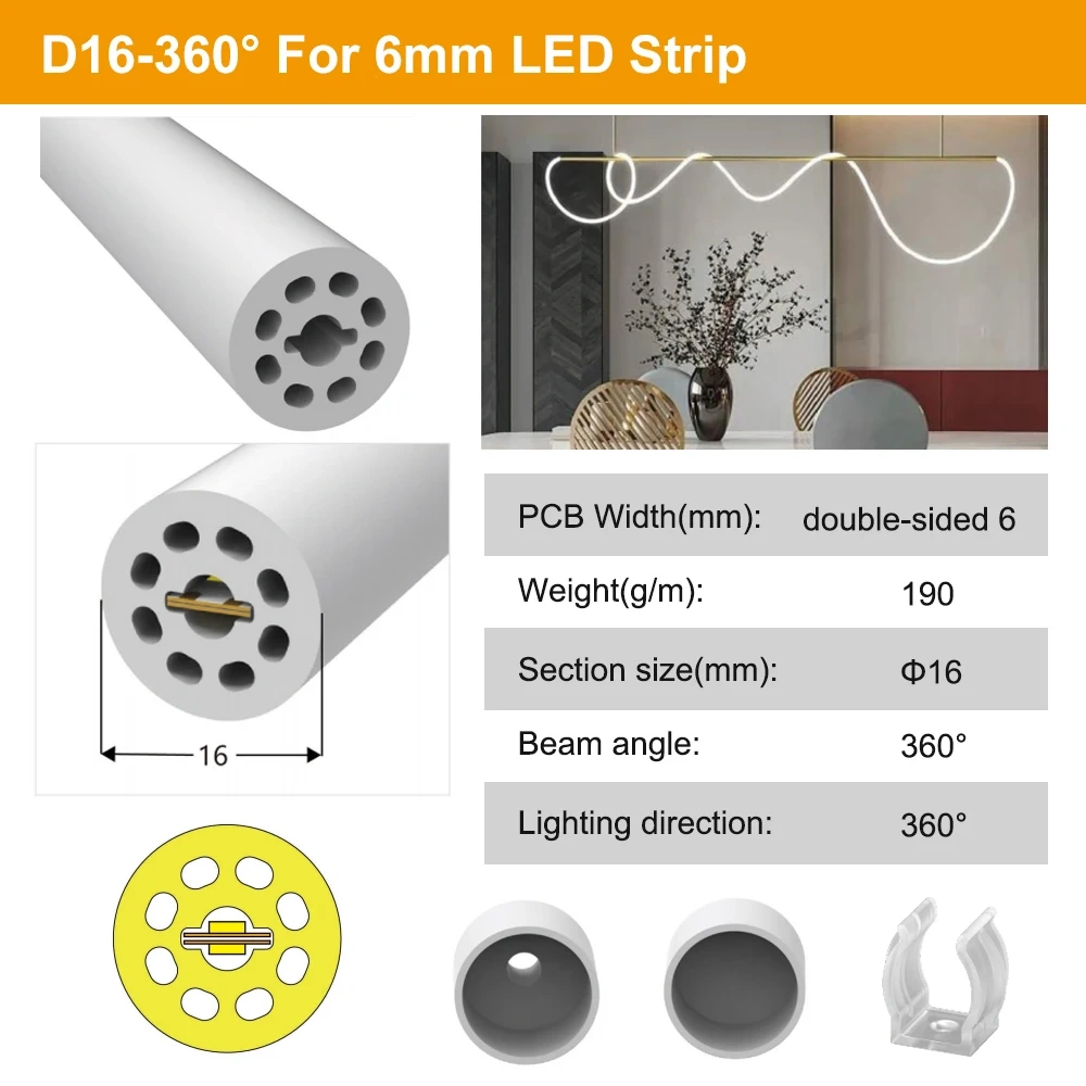 270/360 Degree Luminous Round Neon Silica Gel Tube Flexible Silicone Soft Sleeve IP67 Waterproof For 5mm-10mm SMD COB LED Strip