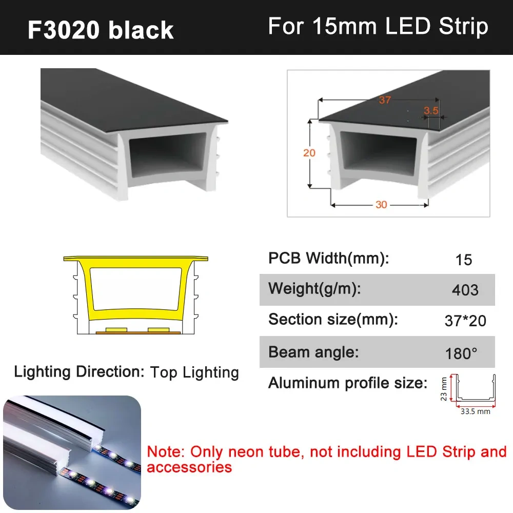 5m LED Neon Silica Rope Tube Recessed Covering Soft Flexible Removeable IP67 Waterproof Silicone for WS2812 Strip Light