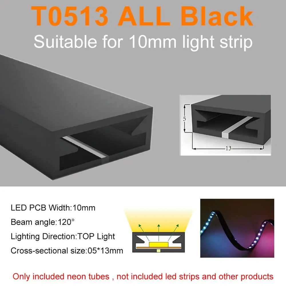 1M-5M WS2812B WS2811 SK6812 Silica Gel Tube Black Led Neon Soft Rope Tube IP67 Waterproof For 5050 RGB Flexible Strip Light