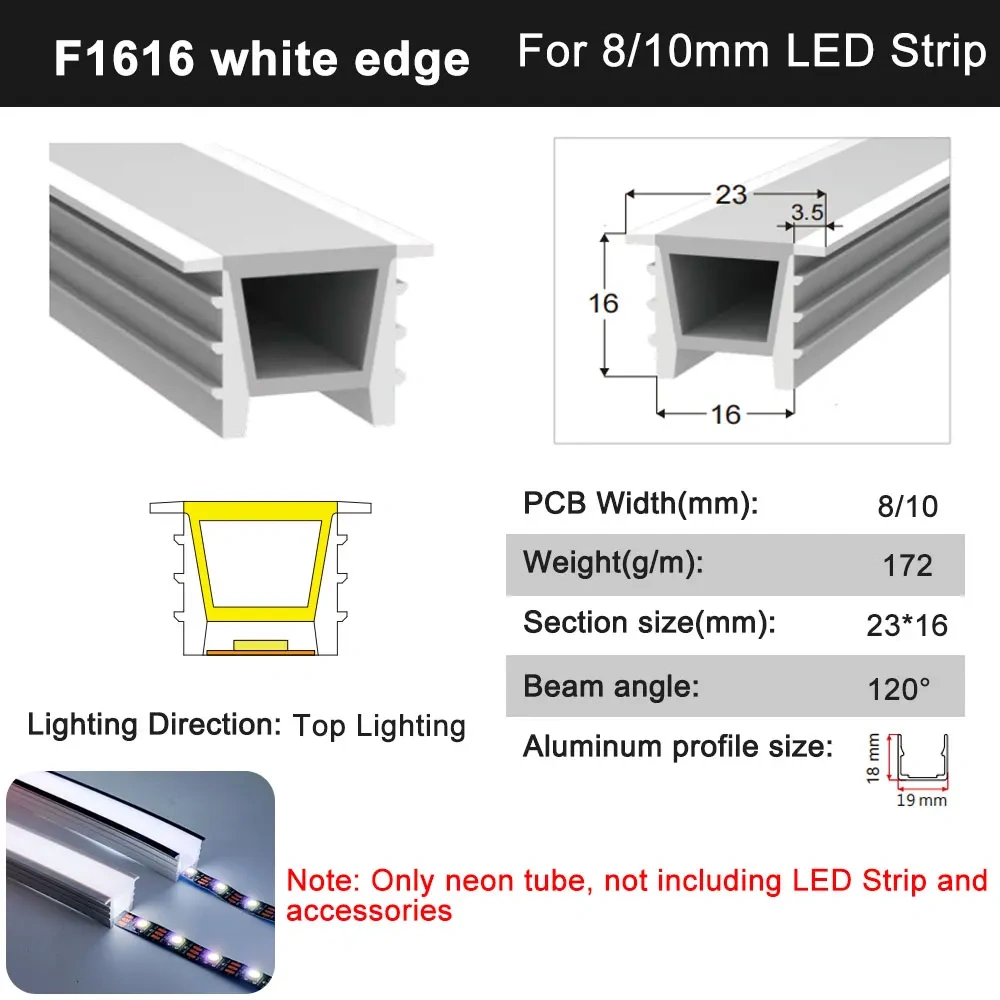 0.5m-5m LED Neon Silica Rope Tube Recessed Covering Soft Flexible Removeable IP67 Waterproof Silicone for WS2812 Strip Light