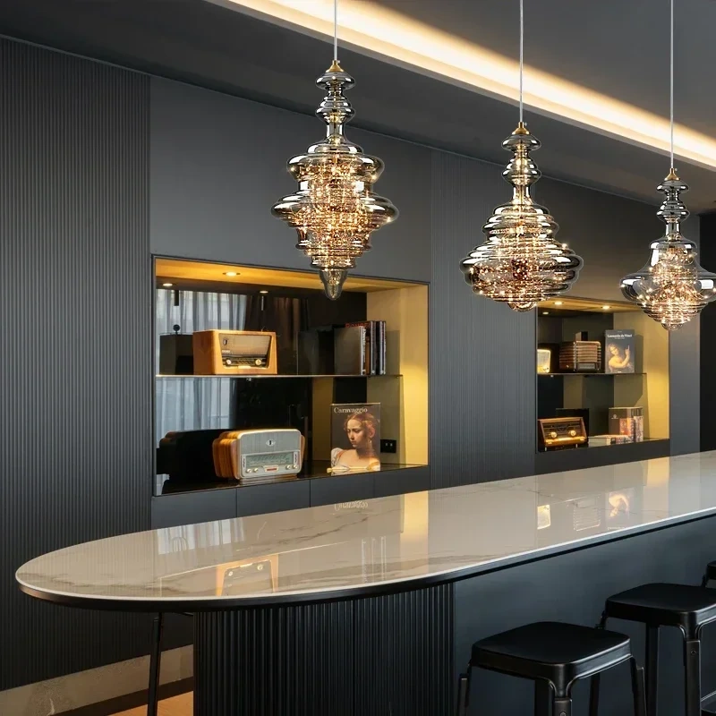 Modern Raindrop Designer Bedhead Pendant Light Luxury Full Copper Crystal Decorative Restaurant Bar Desk Lamp