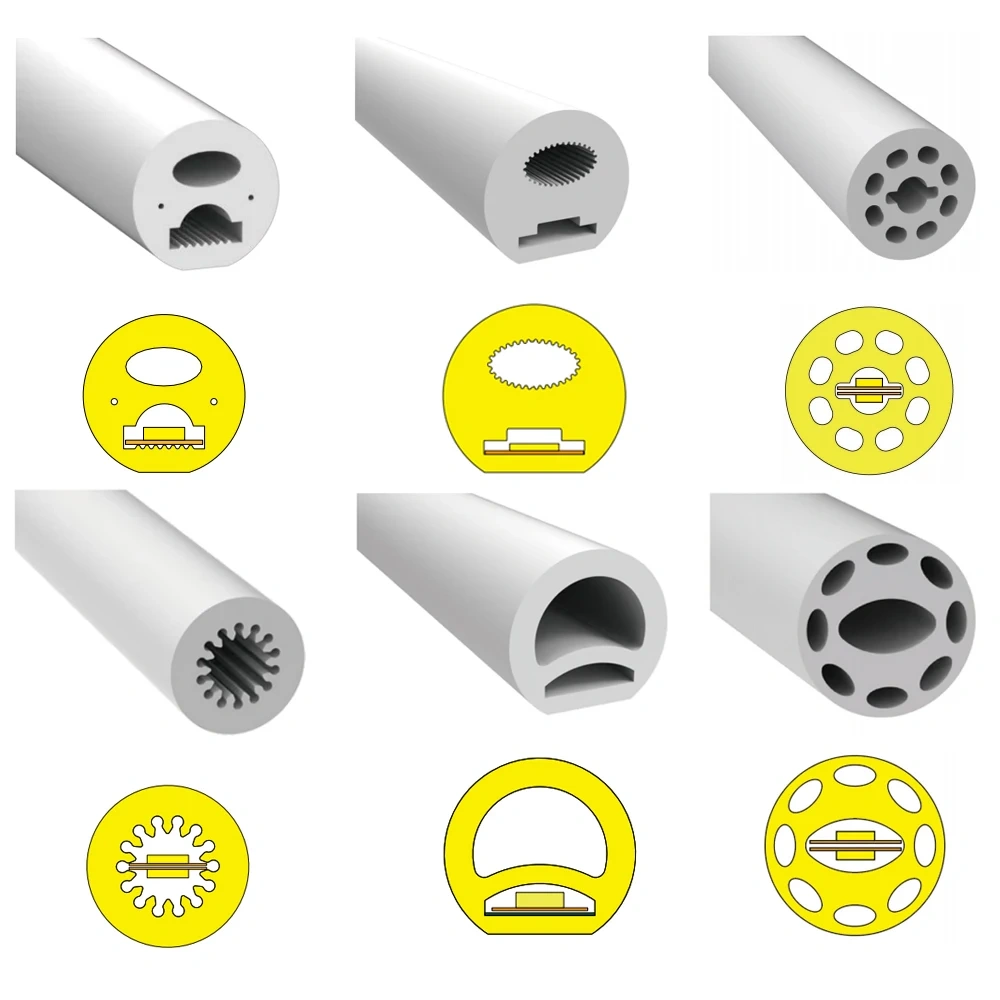 270/360 Degree Luminous Round Neon Silica Gel Tube Flexible Silicone Soft Sleeve IP67 Waterproof For 5mm-10mm SMD COB LED Strip