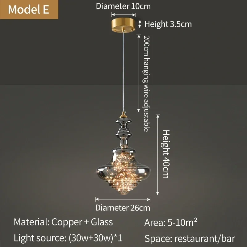 Modern Raindrop Designer Bedhead Pendant Light Luxury Full Copper Crystal Decorative Restaurant Bar Desk Lamp