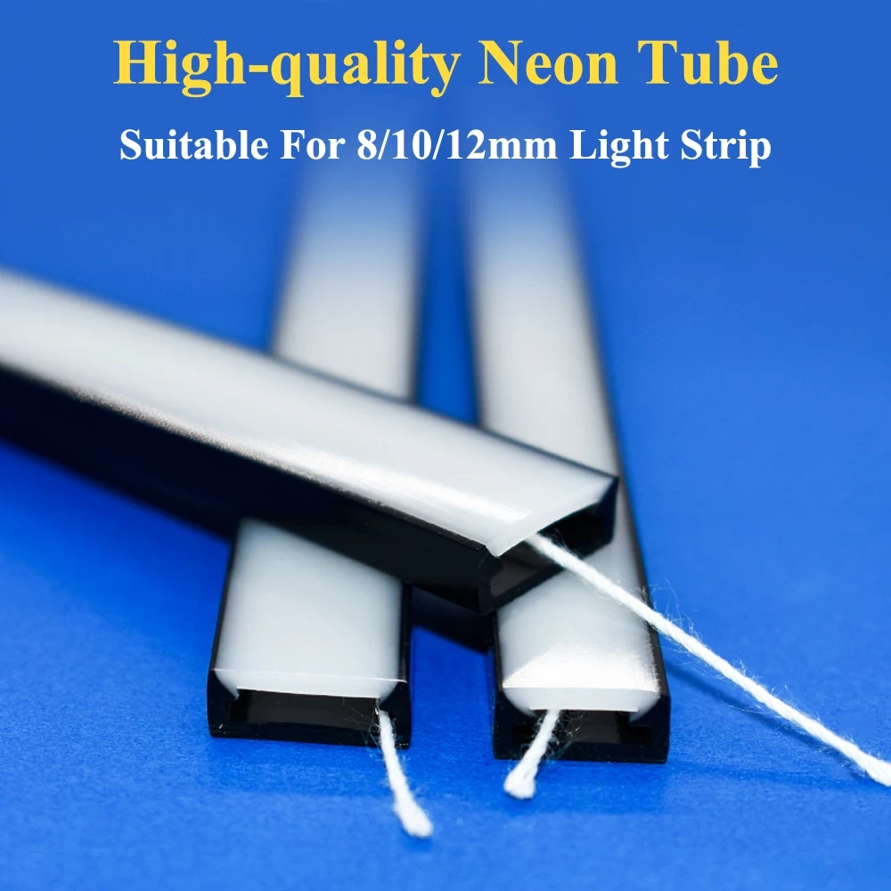 T0511 T0513 T0515 Black Matte LED Silicone Tube Led Diffuser Flexible Protection Cover for 8mm 10mm 12mm WS2811 WS2812 LED Strip
