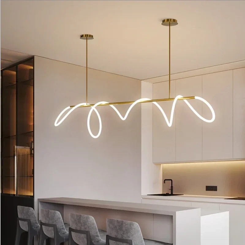 Modern Minimalist Living Room Pendant Lamp Nordic Creative Restaurant Bedroom Study Designer Circular Musical Note Linear Light