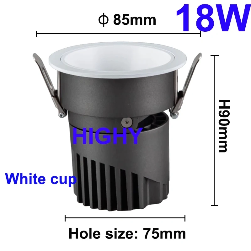 Dimmable spotlight embedded cob anti-glare household narrow edge led ceiling light LED downlight 9W12W18W20W24W AC96-240V