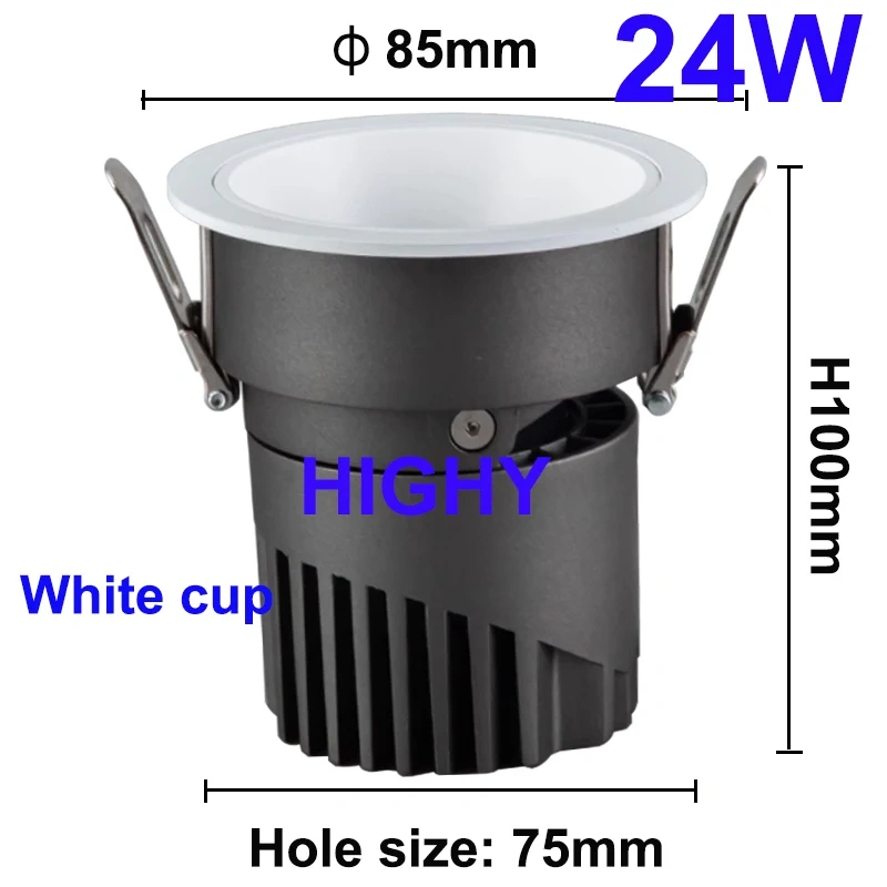 Dimmable spotlight embedded cob anti-glare household narrow edge led ceiling light LED downlight 9W12W18W20W24W AC96-240V