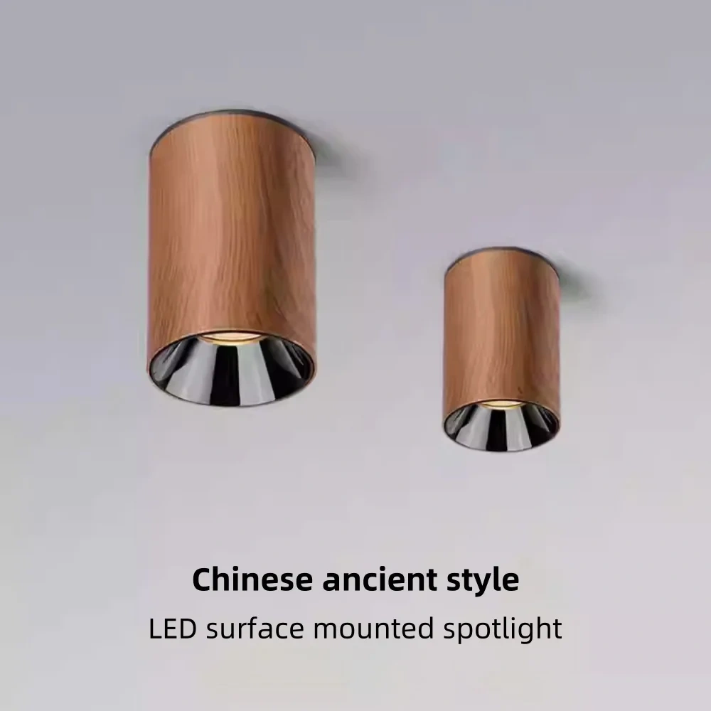 Wood grain LED ceiling light with anti-glare design