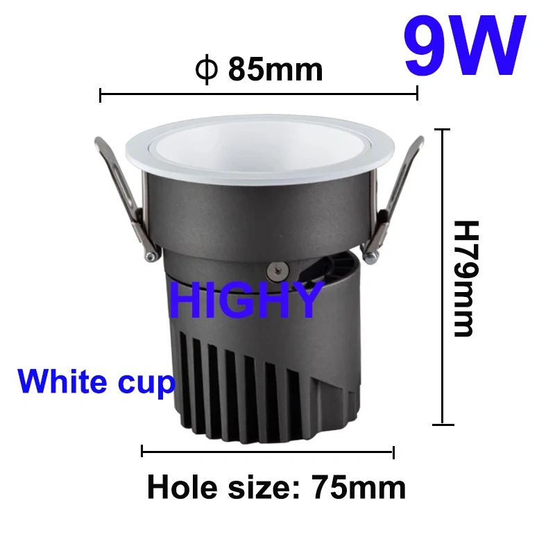 Dimmable spotlight embedded cob anti-glare household narrow edge led ceiling light LED downlight 9W12W18W20W24W AC96-240V