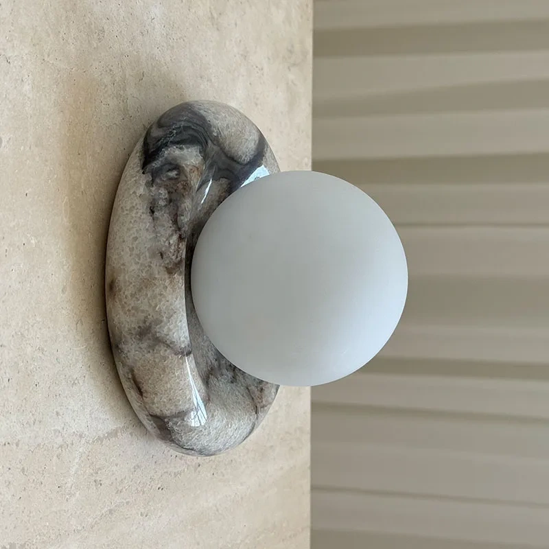 French Minimalism Artistic Home Decoration Wall Lamp Light Luxury Hotel Small Apartment Villa Corridor Daily Lighting Stone Lamp