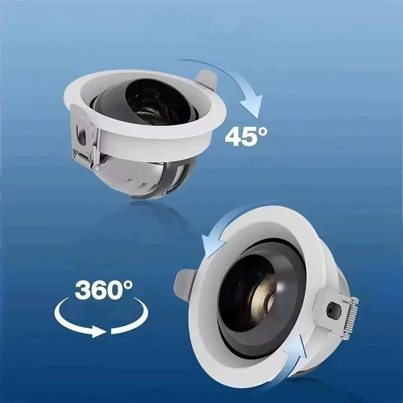 Ultra-thin bull's-eye lamp recessed spotlight adjustable angle spotlight Household 7W9W12W AC110V-240V