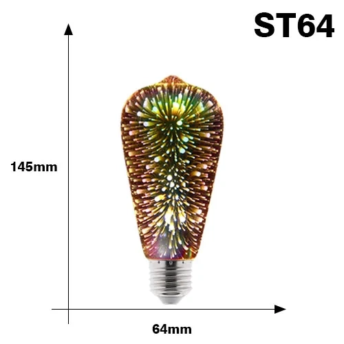 3D Decoration LED Edison Light Bulb E27 6W 110V 220V Vintage Star Fireworks Lamp Holiday Night Light Ampoule LED Lamp Lighting