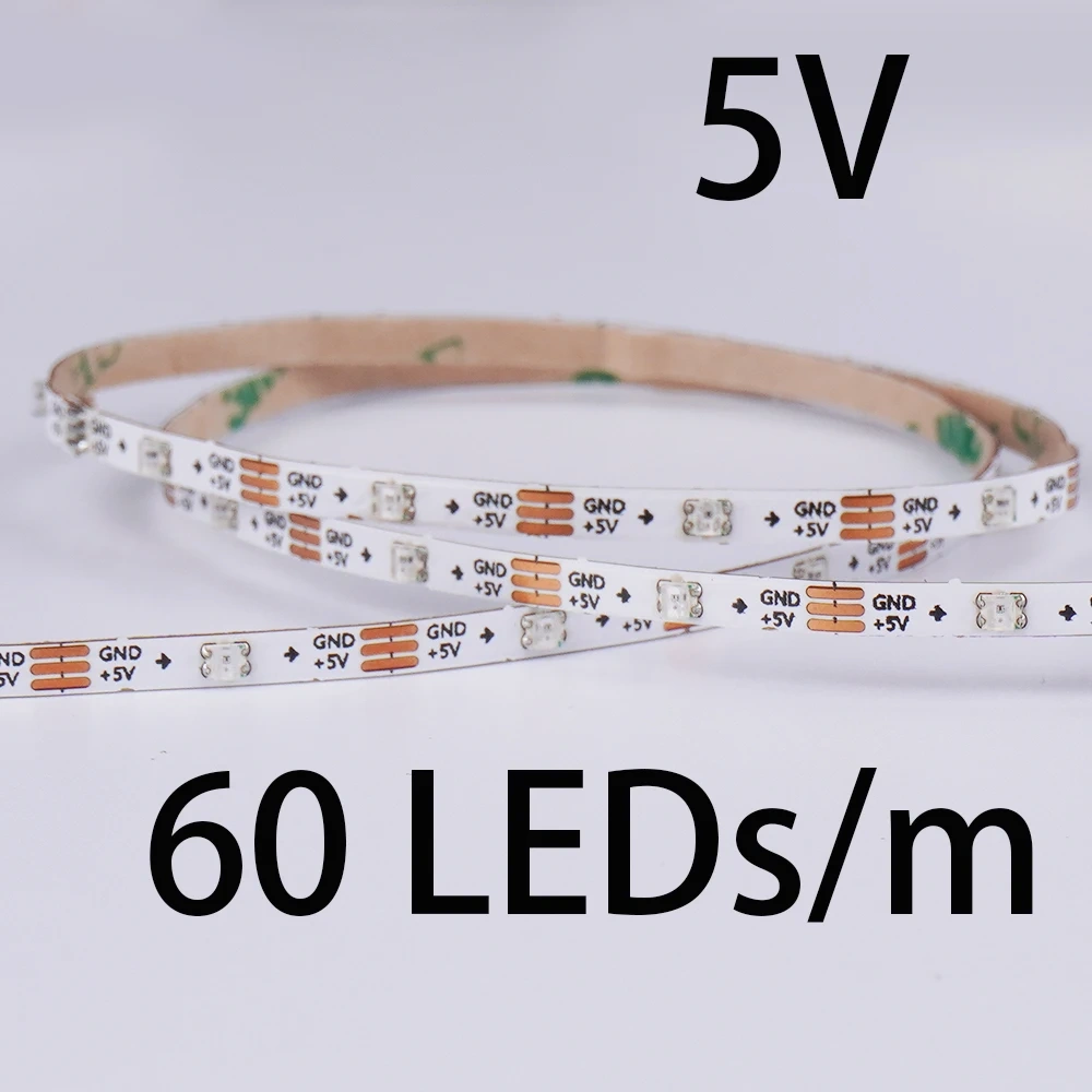 Super Thin 3mm WS2812b LED Strip Light DC 5V 12V Individually Addressable SPI RGB Pixel LED Tape Ribbon Dream Colour DIY