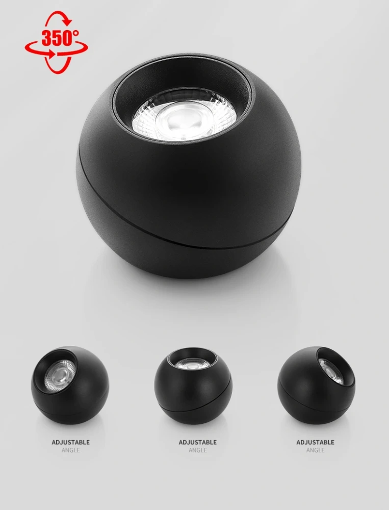 Adjustable brightness installation spotlight, adjustable angle living room ceiling spotlight, household spherical light