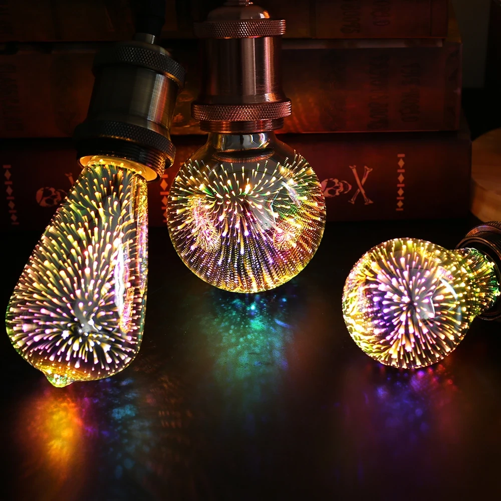 3D Decoration LED Edison Light Bulb E27 6W 110V 220V Vintage Star Fireworks Lamp Holiday Night Light Ampoule LED Lamp Lighting