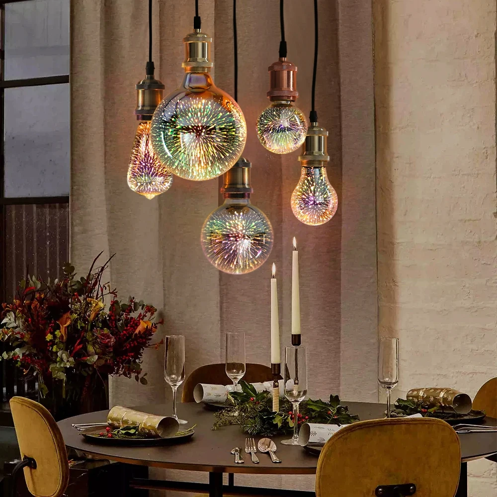 3D Decoration LED Edison Light Bulb E27 6W 110V 220V Vintage Star Fireworks Lamp Holiday Night Light Ampoule LED Lamp Lighting