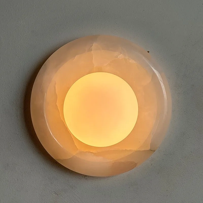 French Minimalism Artistic Home Decoration Wall Lamp Light Luxury Hotel Small Apartment Villa Corridor Daily Lighting Stone Lamp
