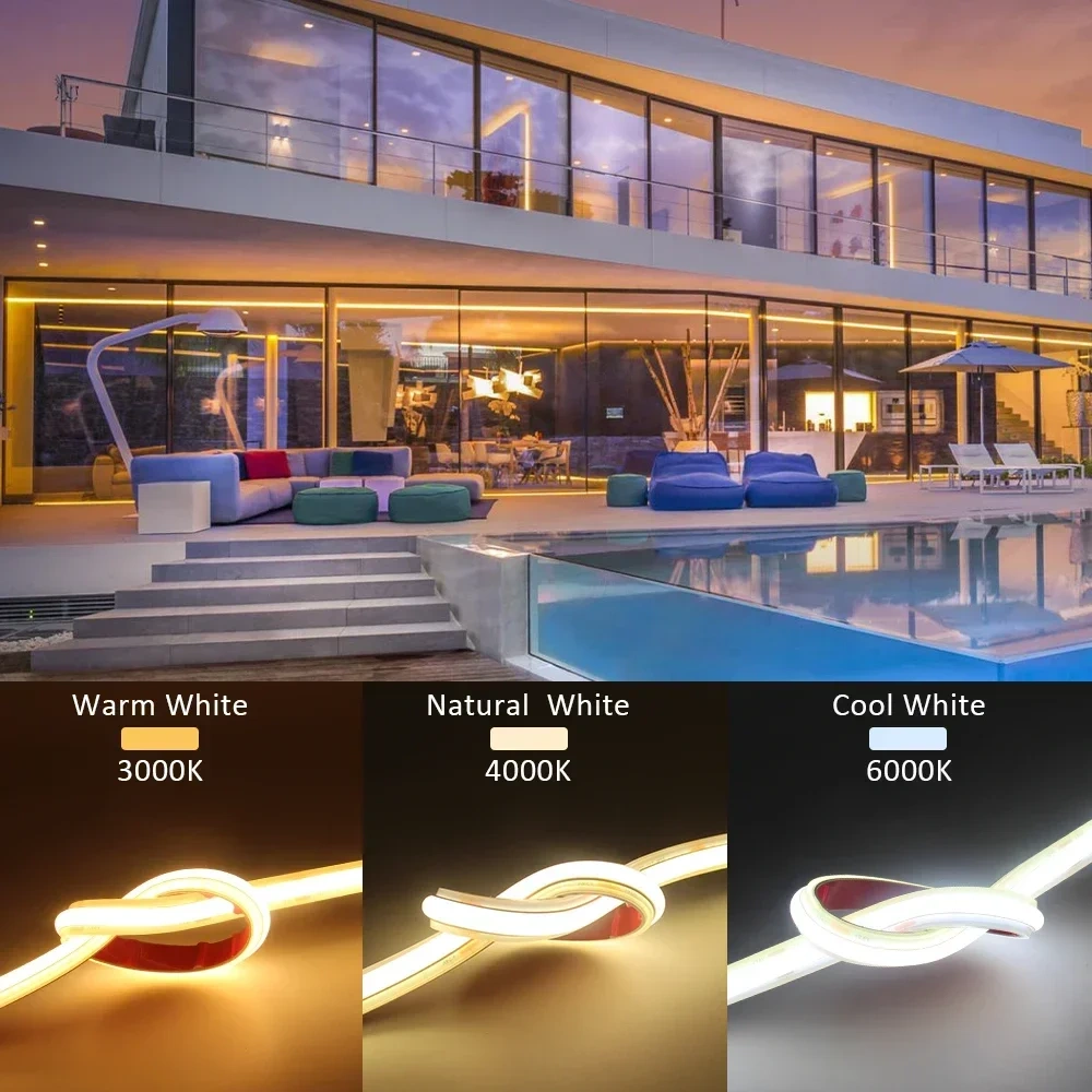 Super COB LED Strip Light IP68 Waterproof DC24V AC220V High Quality Underwater Outdoor Flexible Tape 312Leds/M Ribbon for Pool