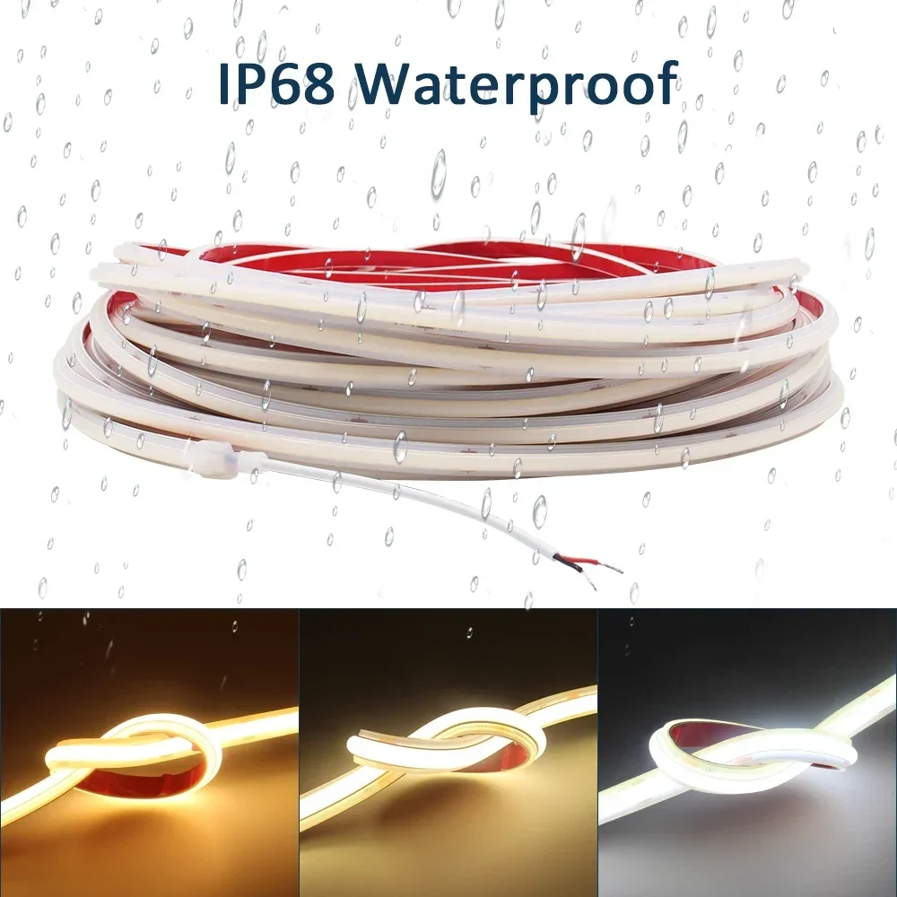 Super COB LED Strip Light IP68 Waterproof DC24V AC220V High Quality Underwater Outdoor Flexible Tape 312Leds/M Ribbon for Pool