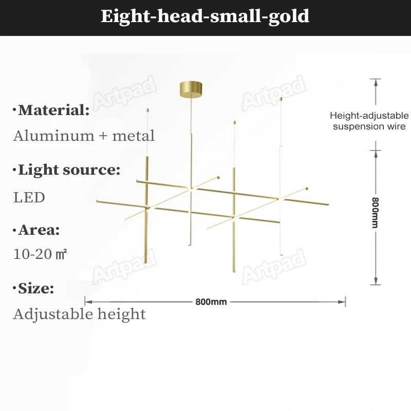 Italy Designer Tube Gold Chandeliers Post-Modern LED Simple Villa Living Room Kitchen Bar Blakc Chrome Luster Hanging Lighting