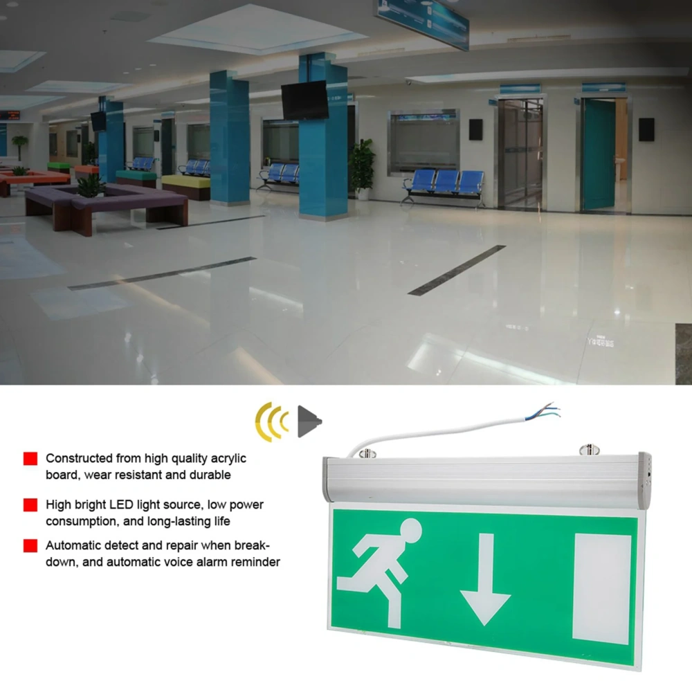 Acrylic LED Emergency Exit Lighting Sign Safety Evacuation Indicator Light 110‑220V Exit Lighting Sign LED Emergency Exit Sign