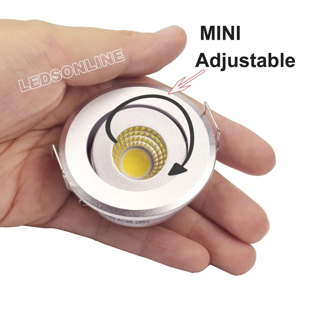12V Mini COB Ceiling Light 3W Showcase Jewery Cabinet Lighting LED Spot Light Cut Out Hole 40-45mm