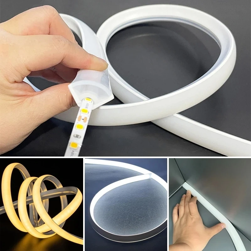Flexible Silicone Light Strip Cover LED Neon Light Lampshade Embedded Channel for WS2815 Waterproof Lamp Tube Linear Lighting