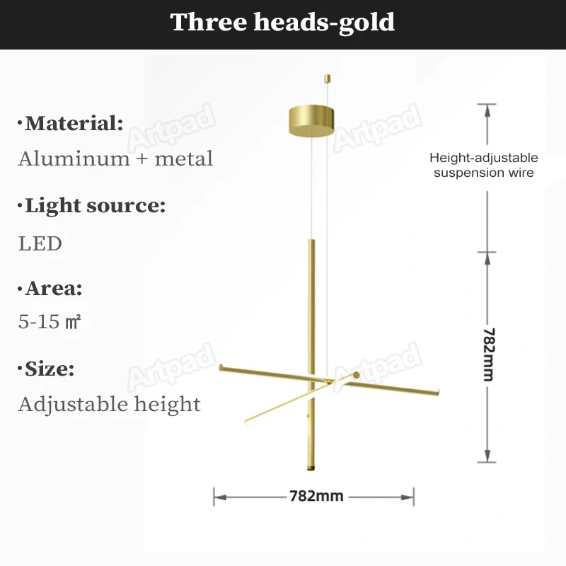 Italy Designer Tube Gold Chandeliers Post-Modern LED Simple Villa Living Room Kitchen Bar Blakc Chrome Luster Hanging Lighting