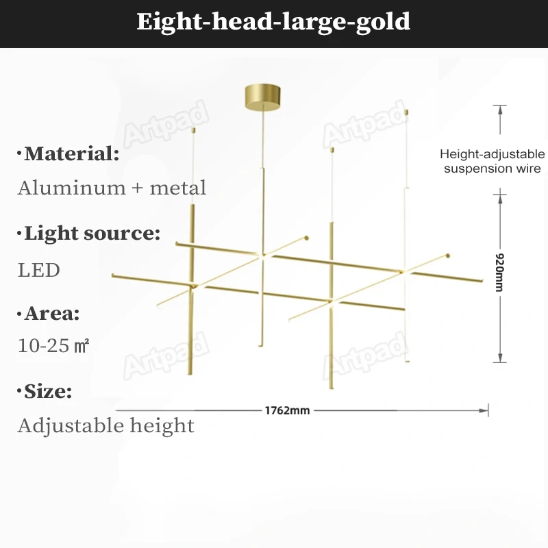 Italy Designer Tube Gold Chandeliers Post-Modern LED Simple Villa Living Room Kitchen Bar Blakc Chrome Luster Hanging Lighting