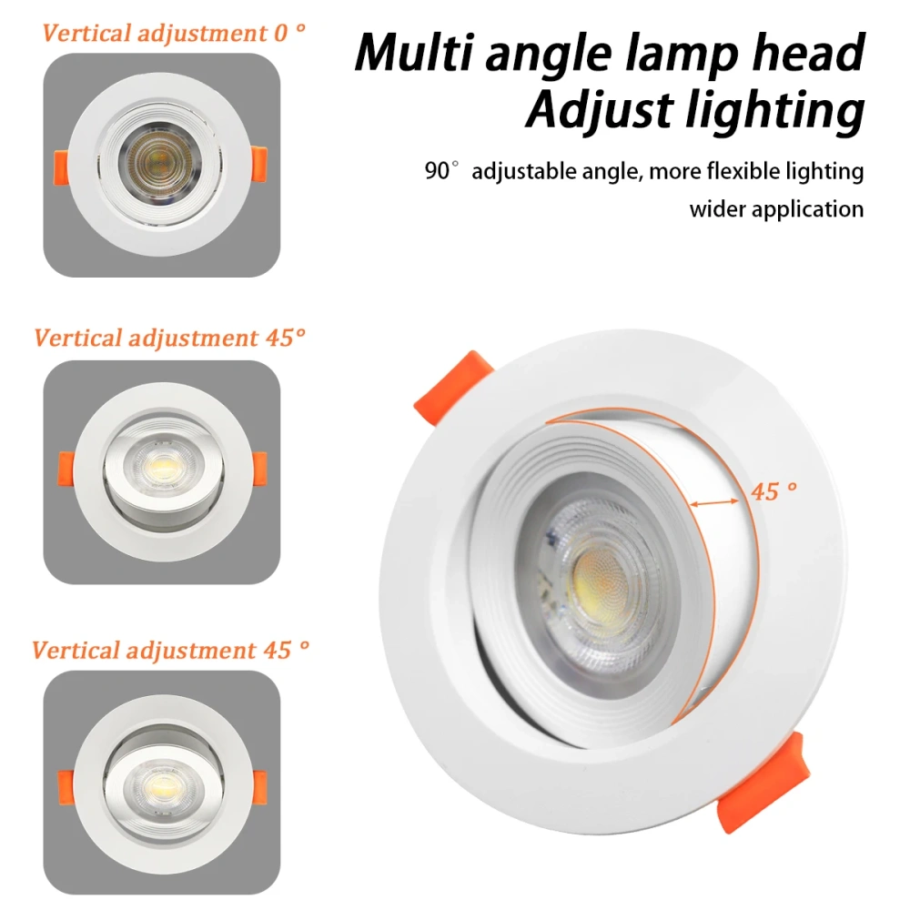 1-10pcs LED Change color 3 CCT 3000K 4000K 6000K LED Ceiling Spotlight embedded light 7W AC 110V 220V Adjust 90° lighting Spot