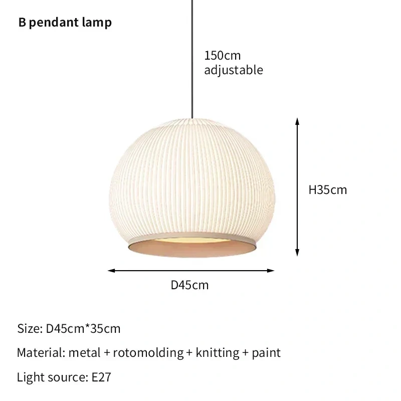 Modern Spanish Designer Knitted Fabric Pendant Lamp Cocoon Shaped Wabi Sabi Bedroom Bedside Living Room Desk Light Home Decor