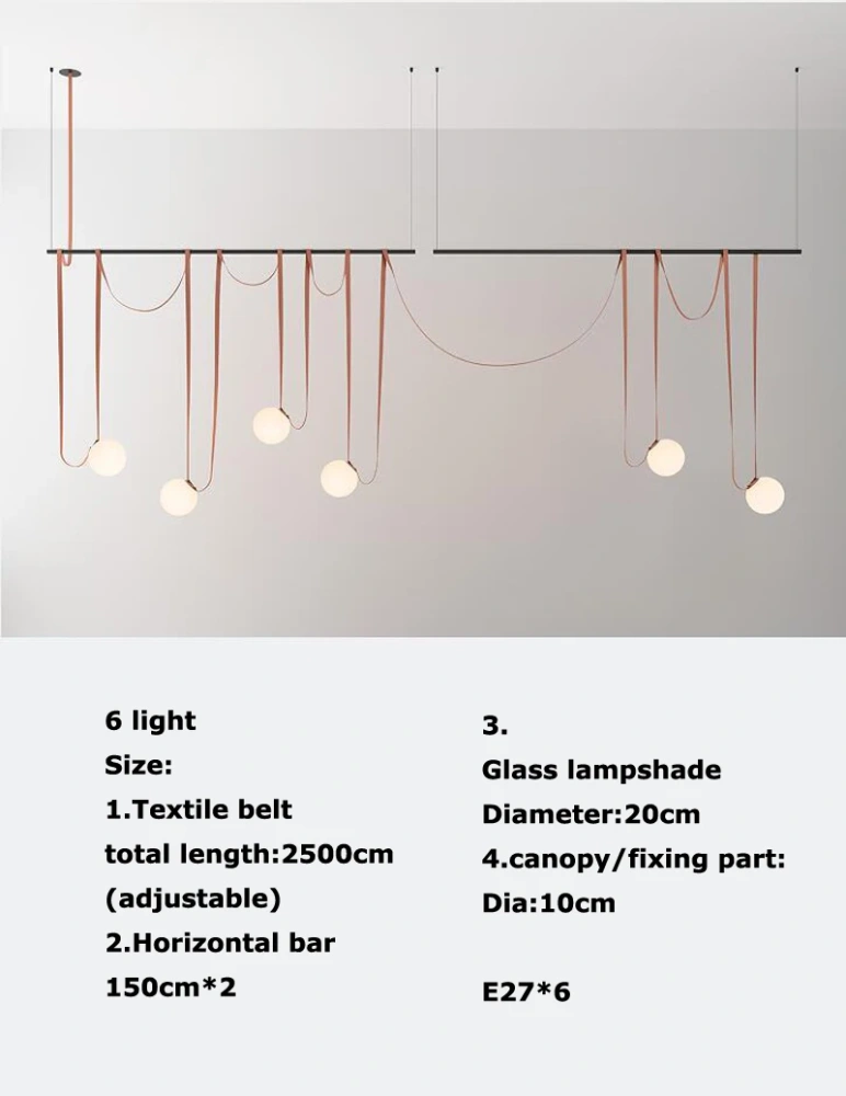 2024 Art Deco Dimmalbe Led Chandelier Lighting Orange Black Textile Glass Bubble Suspension Luminaire Lampen For Living Room
