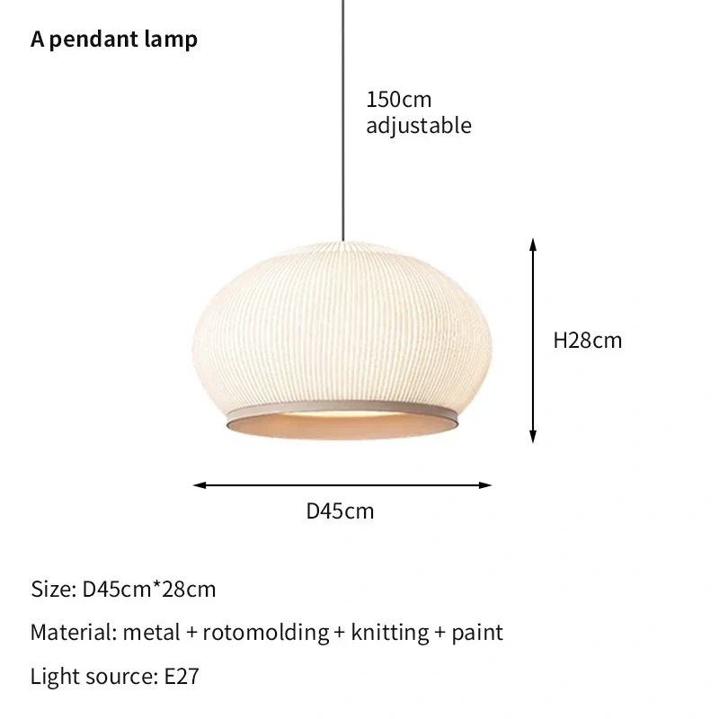 Modern Spanish Designer Knitted Fabric Pendant Lamp Cocoon Shaped Wabi Sabi Bedroom Bedside Living Room Desk Light Home Decor