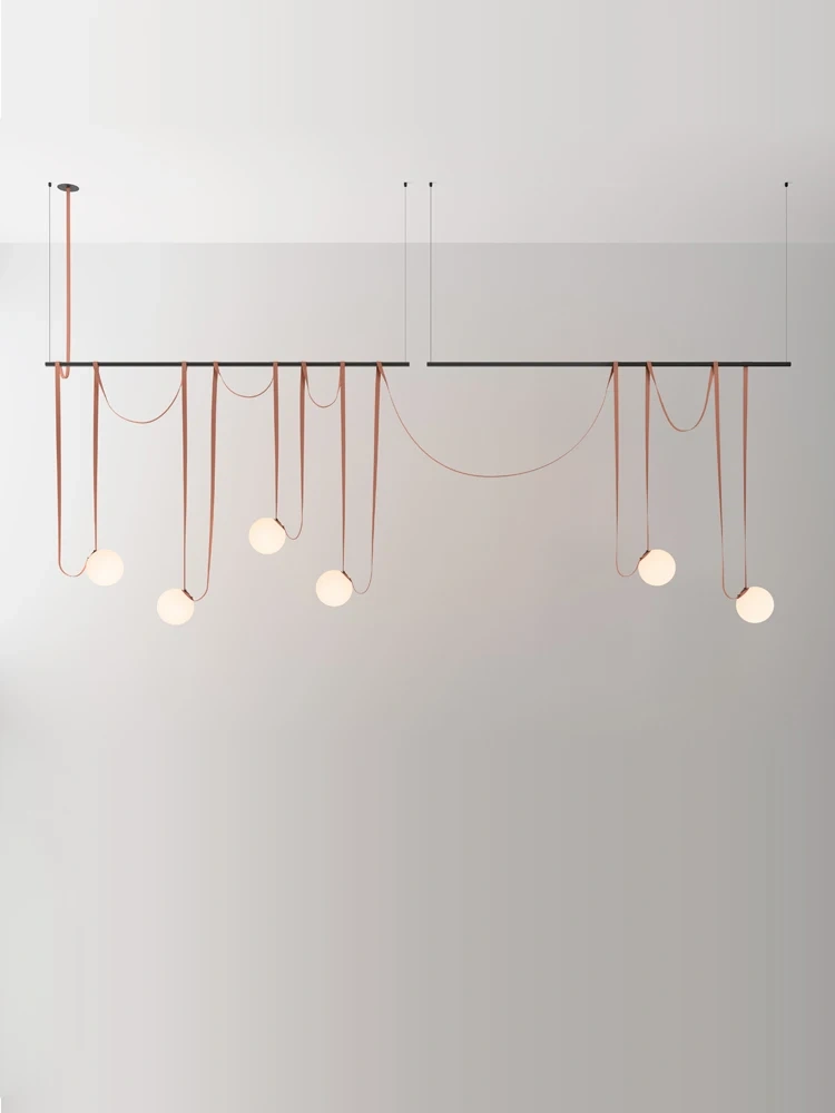 2024 Art Deco Dimmalbe Led Chandelier Lighting Orange Black Textile Glass Bubble Suspension Luminaire Lampen For Living Room