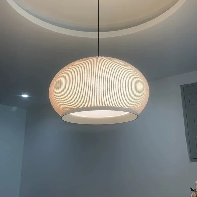 Modern Spanish Designer Knitted Fabric Pendant Lamp Cocoon Shaped Wabi Sabi Bedroom Bedside Living Room Desk Light Home Decor